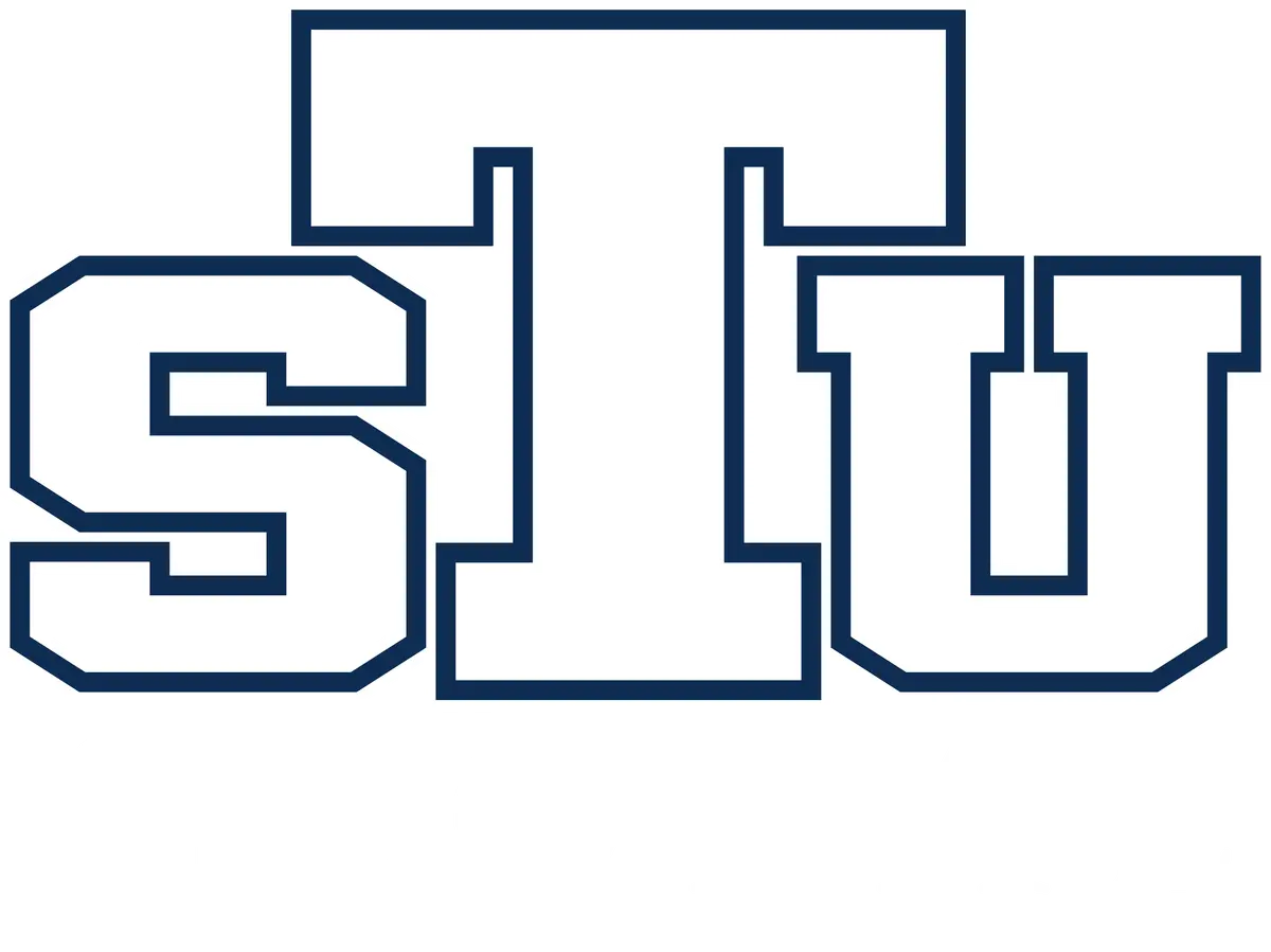 Bold navy and white collegiate SIU letters stacked above the word GLOBAL on a black background